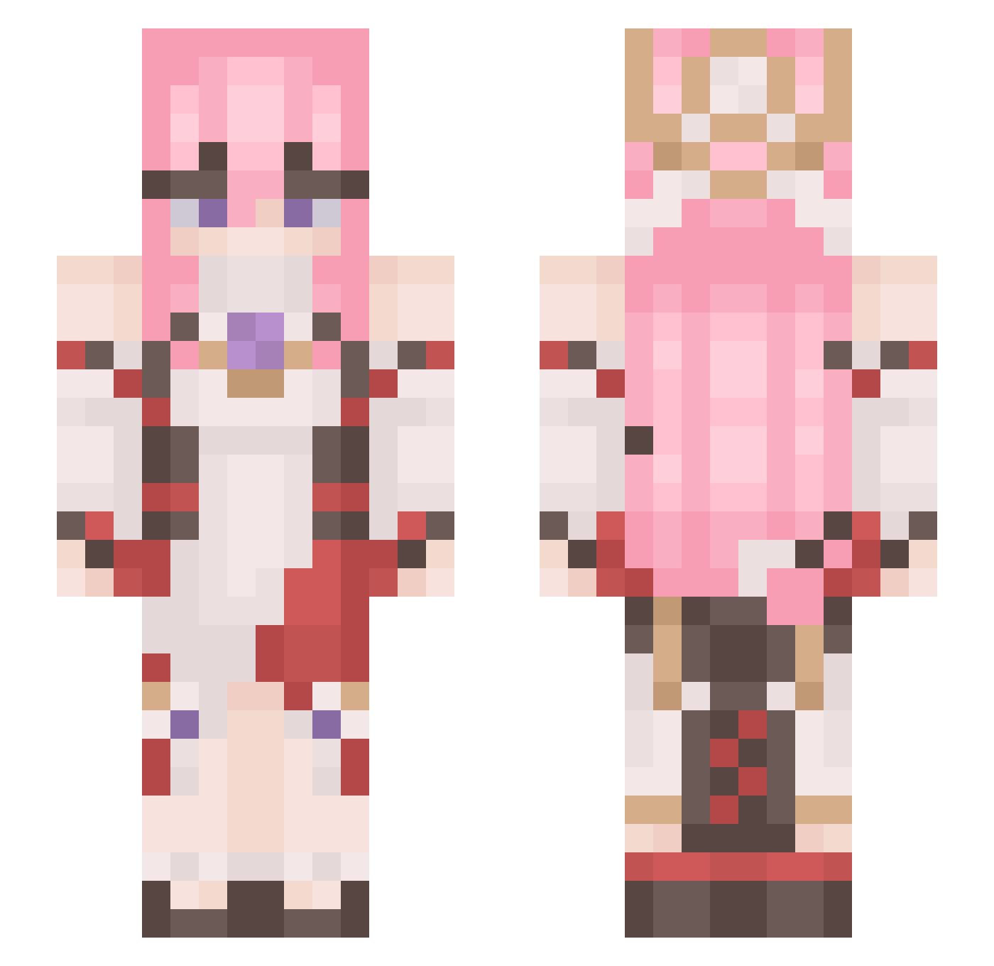 Tenohira109 Minecraft skin, front and back view