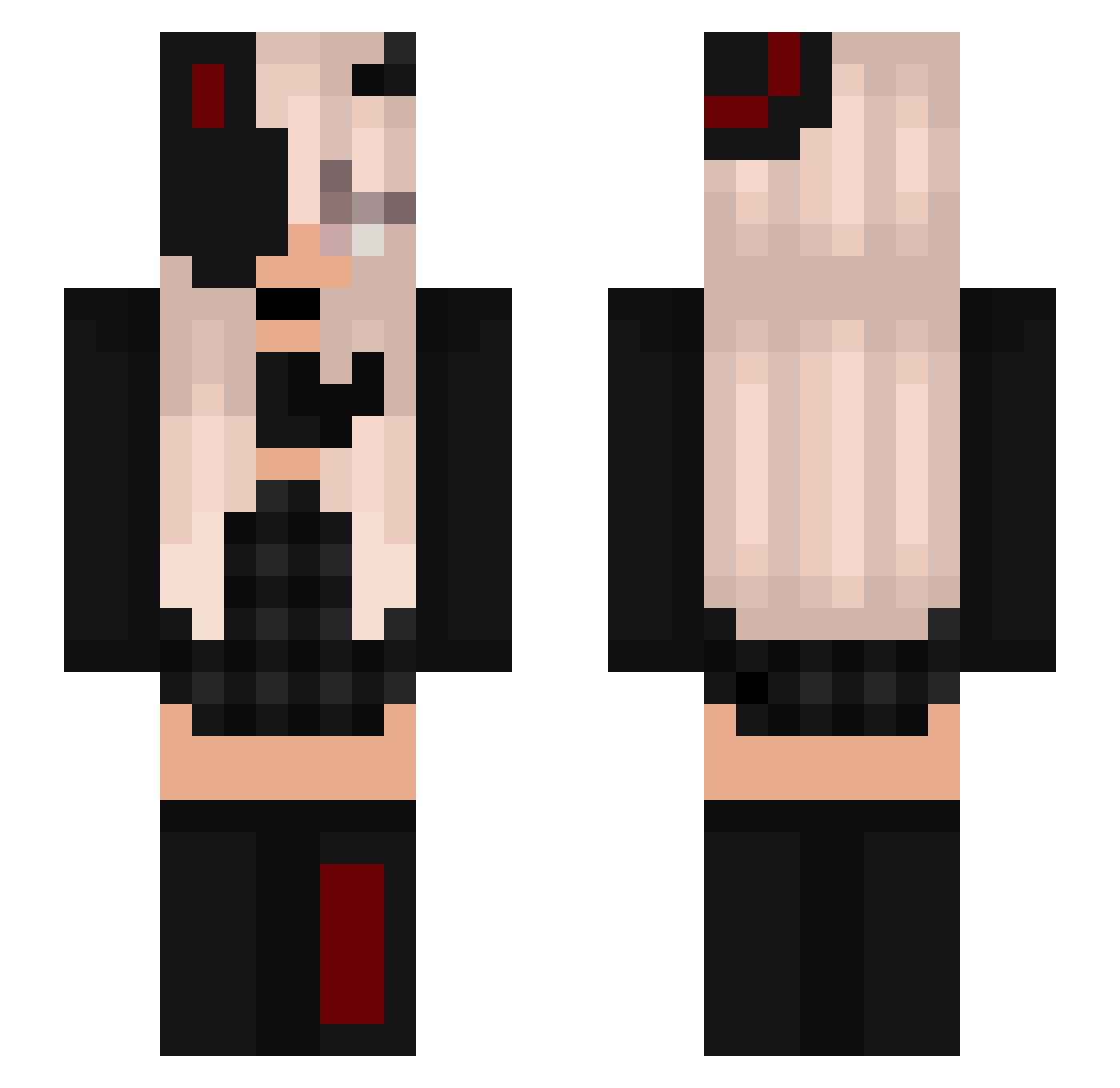 taetaetosia Minecraft skin, front and back view