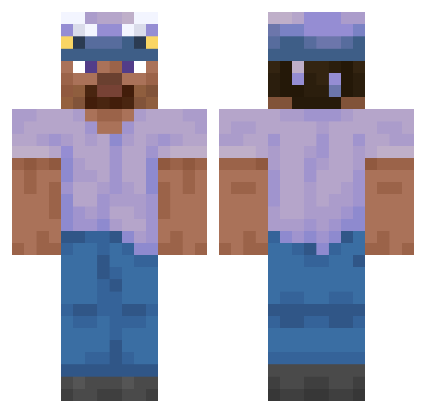 Guardeon Minecraft skin, front and back view