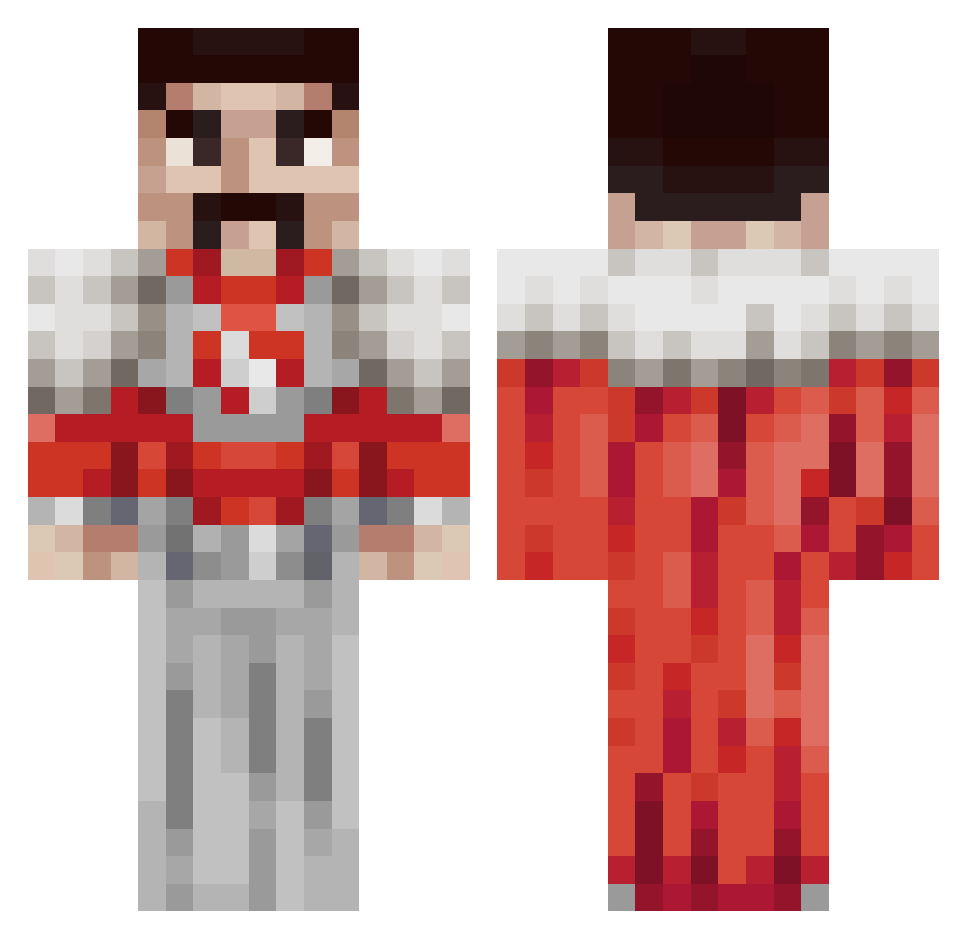 peachfisher Minecraft skin, front and back view