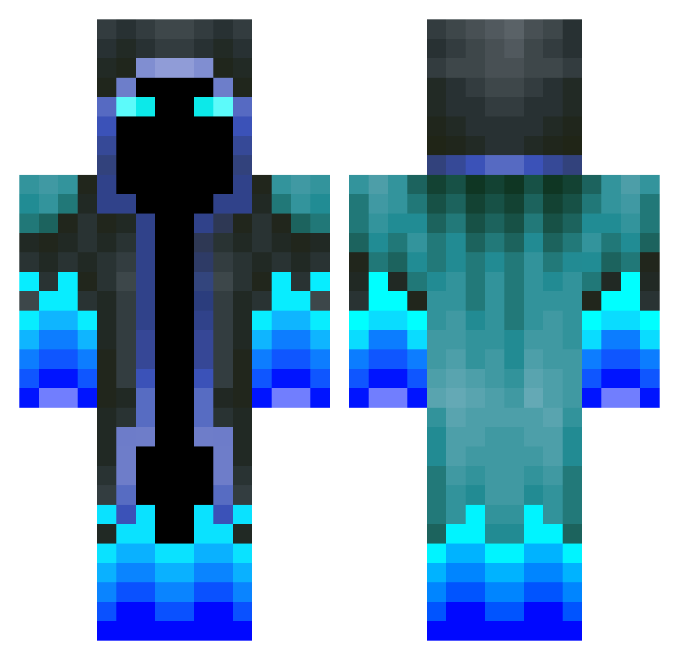 Vompf Minecraft skin, front and back view