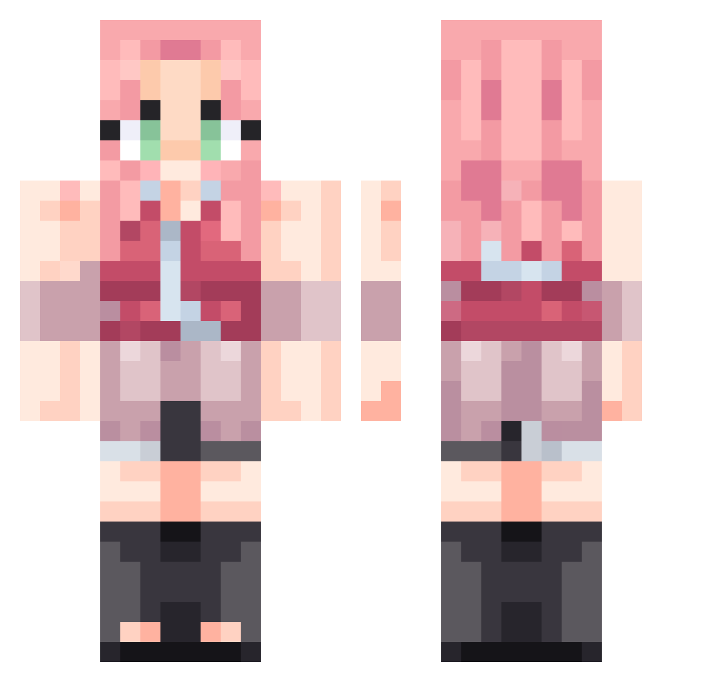 itachiiskool Minecraft skin, front and back view