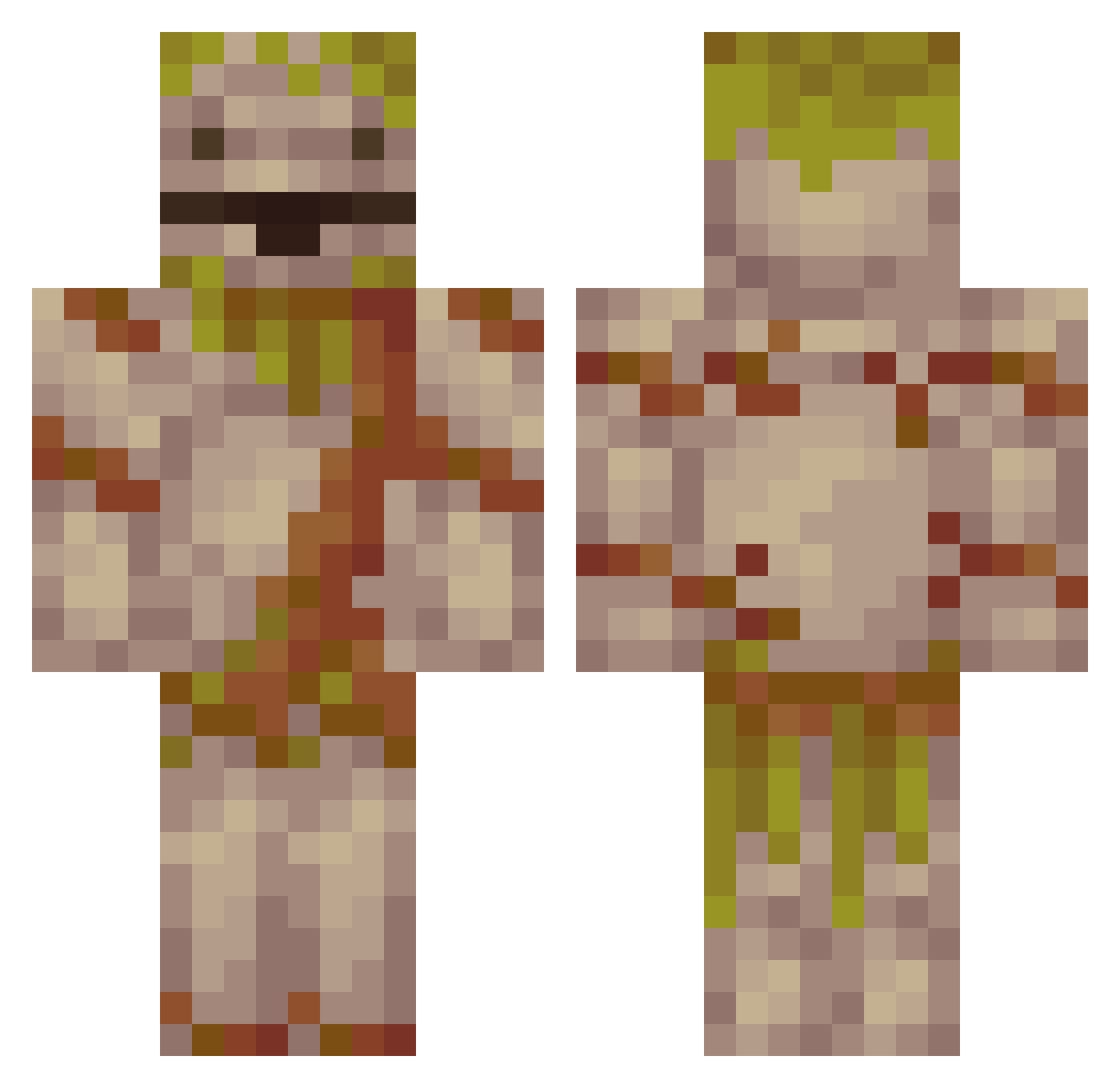 SkywalkerO Minecraft skin, front and back view