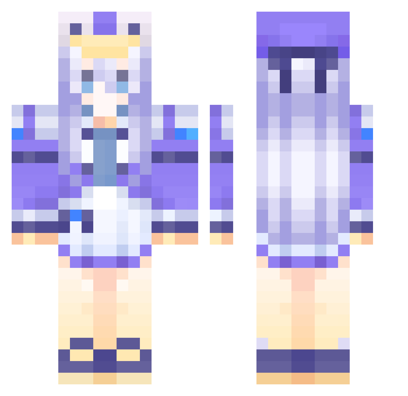 purin0607 Minecraft skin, front and back view