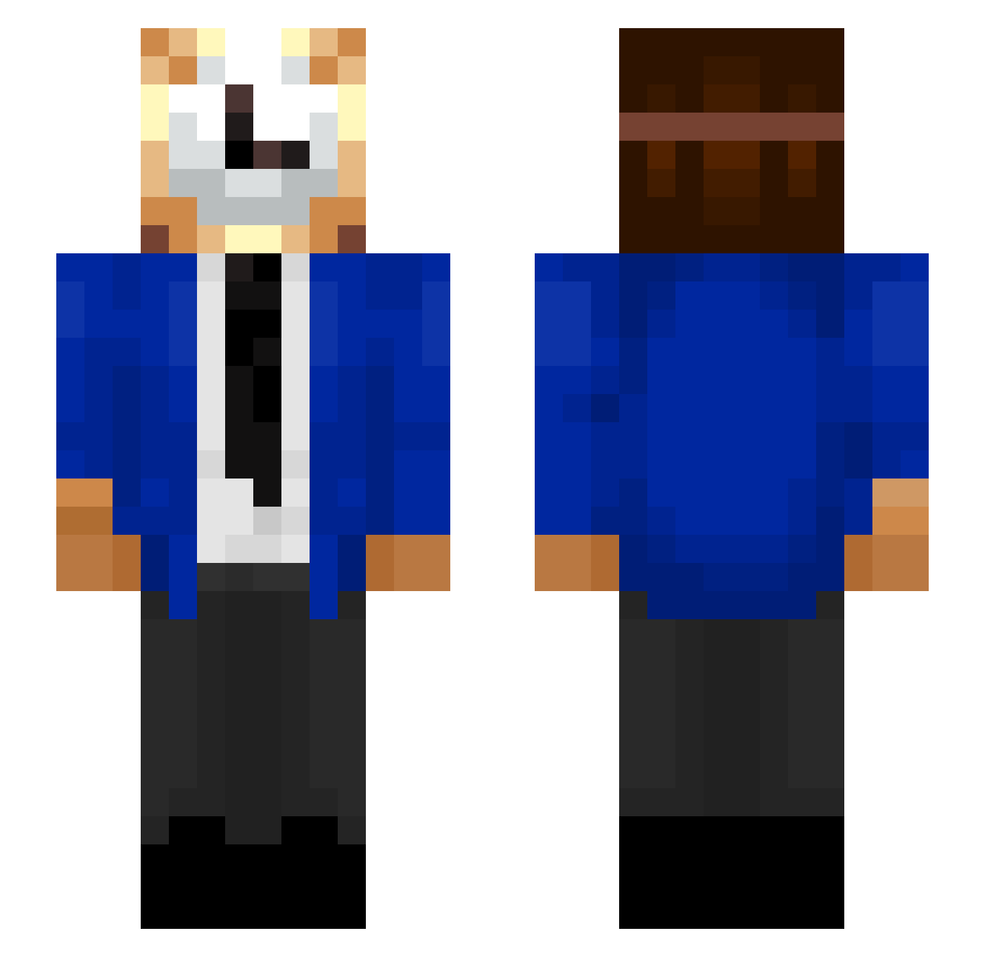 FaceOfTime Minecraft skin, front and back view