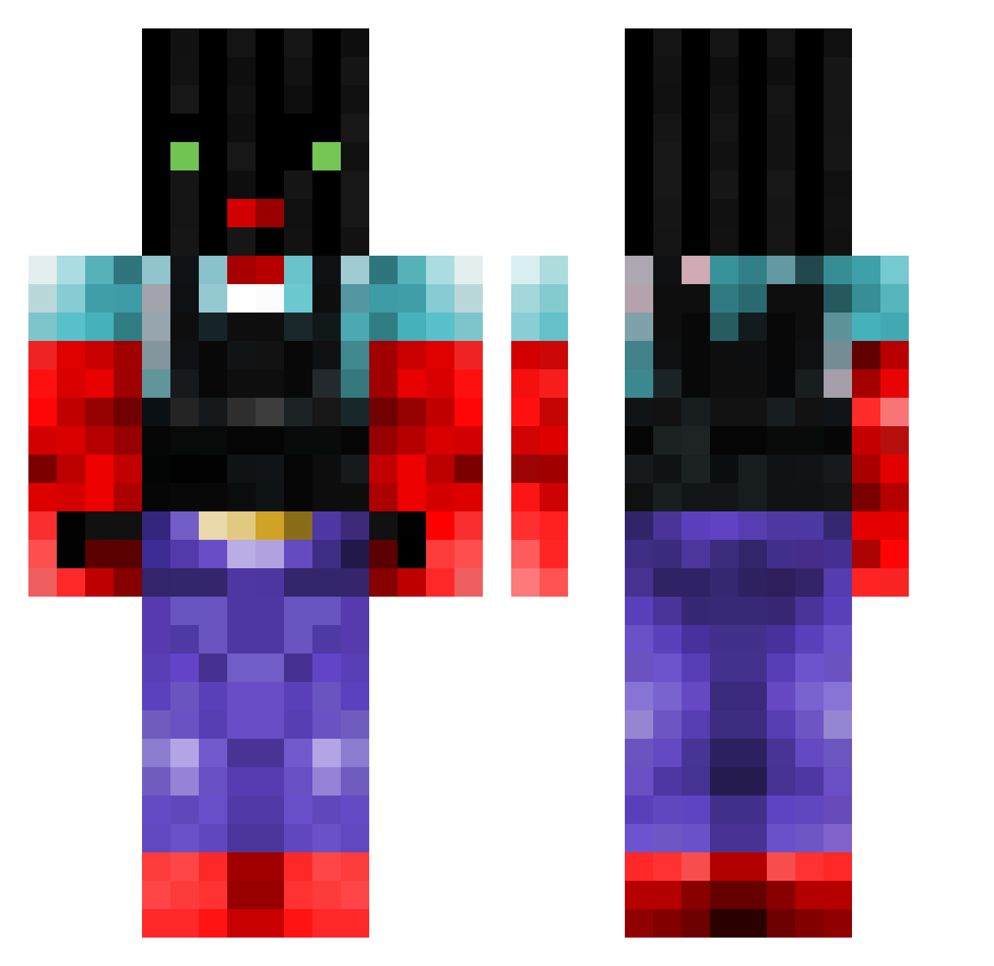 galaxy444 Minecraft skin, front and back view