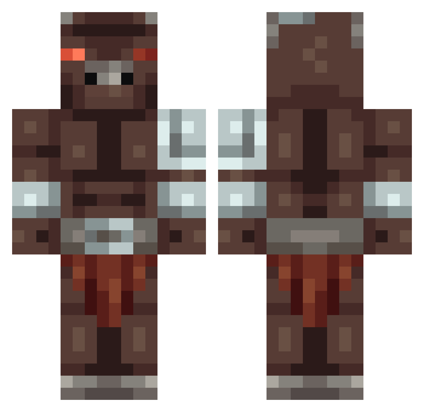 JammyLoveBirds Minecraft skin, front and back view