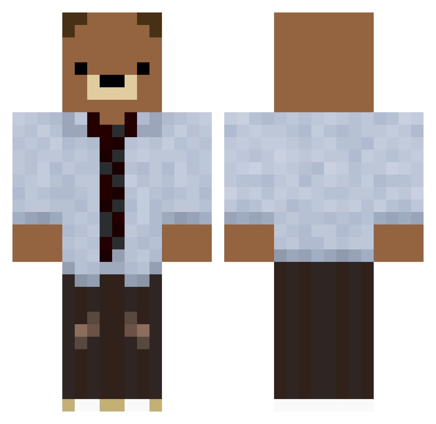 Restobear Minecraft skin, front and back view