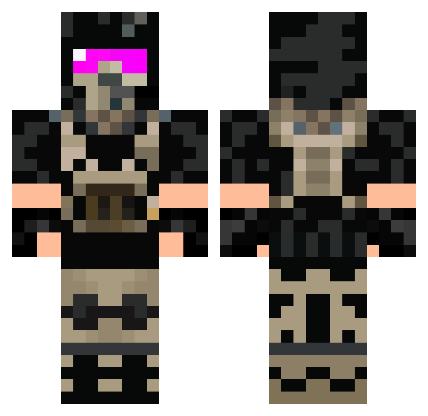 Kiwi_Sauvage Minecraft skin, front and back view