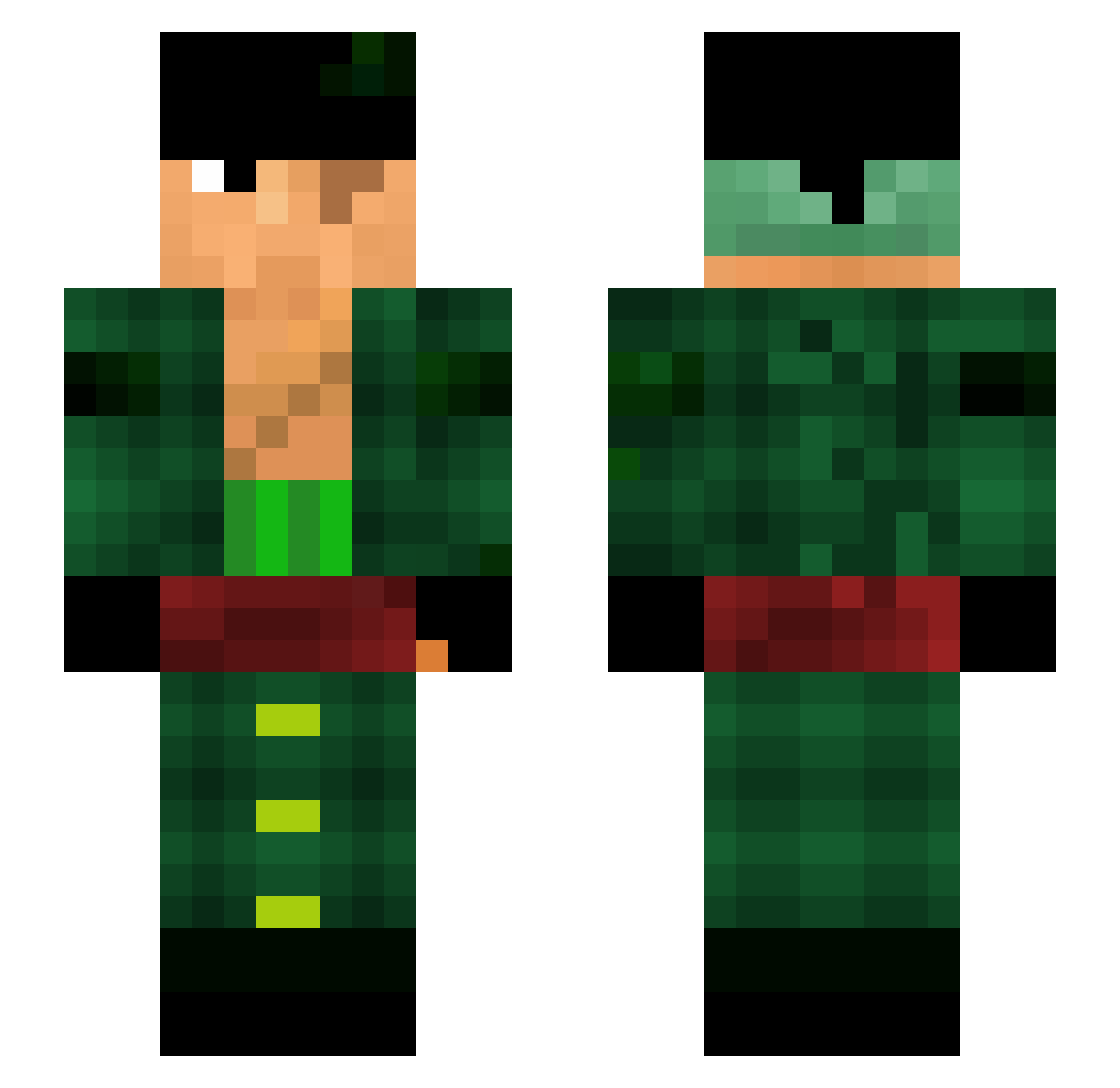 IROKX Minecraft skin, front and back view