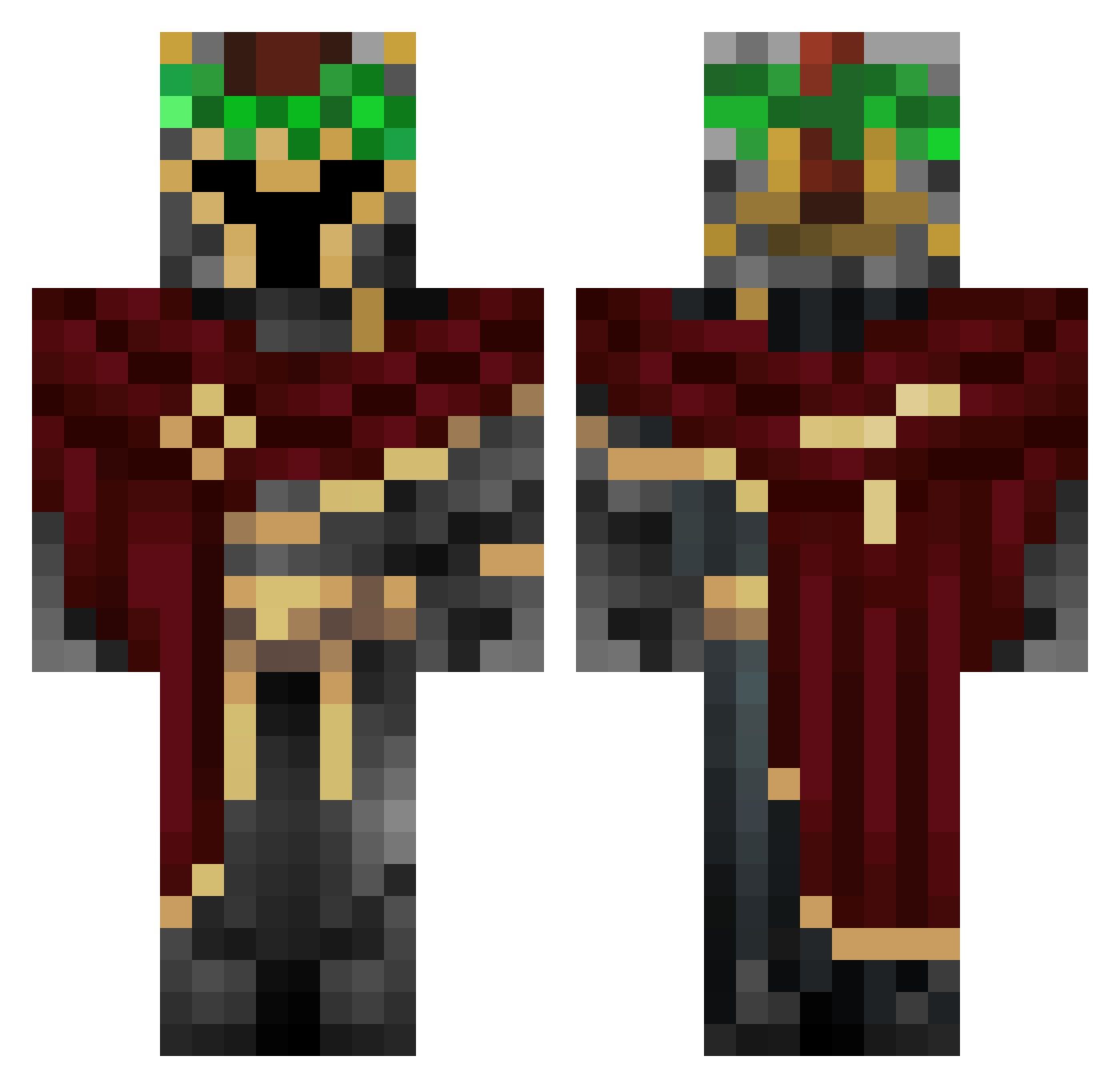 Zzaytrox Minecraft skin, front and back view