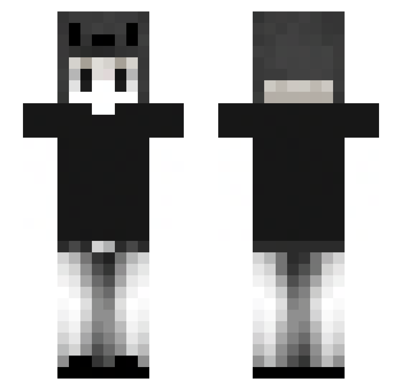 snowyUchiha Minecraft skin, front and back view
