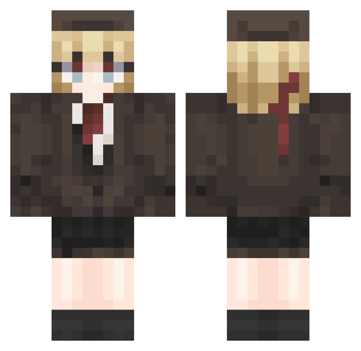 oPinguin Minecraft skin, front and back view