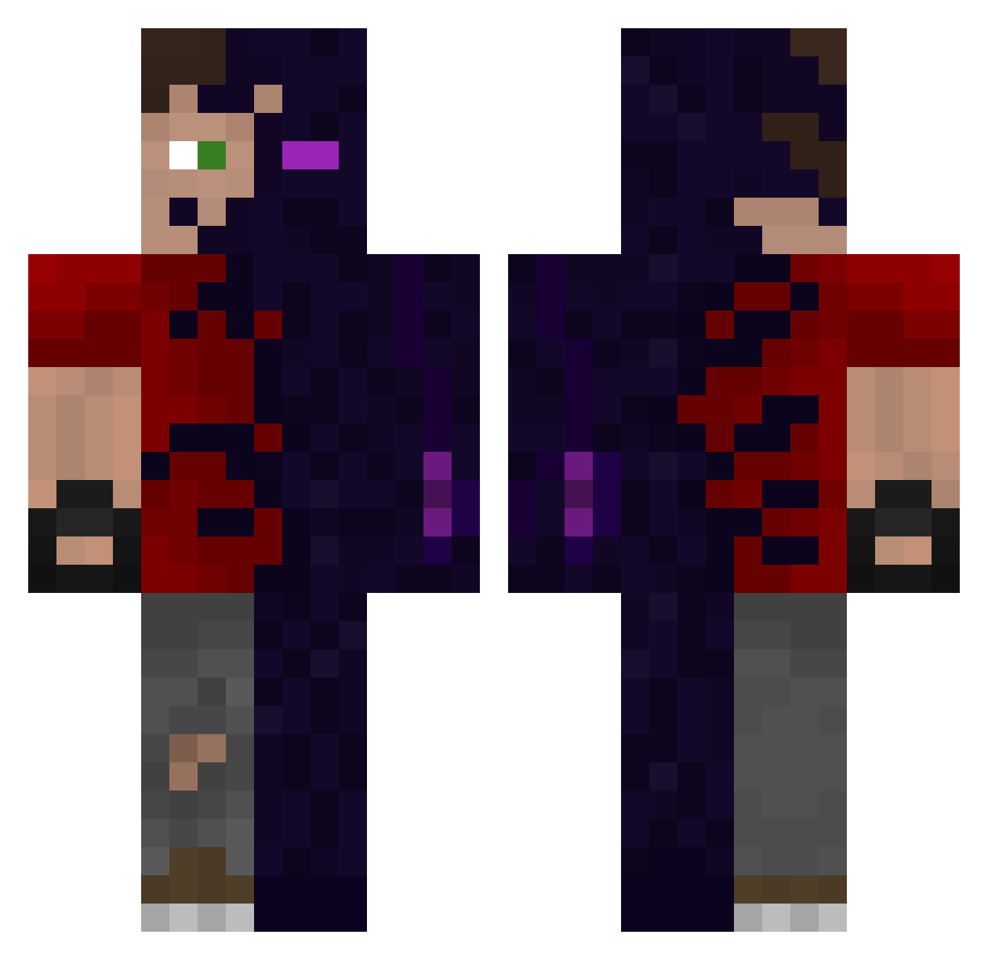 DemerK Minecraft skin, front and back view