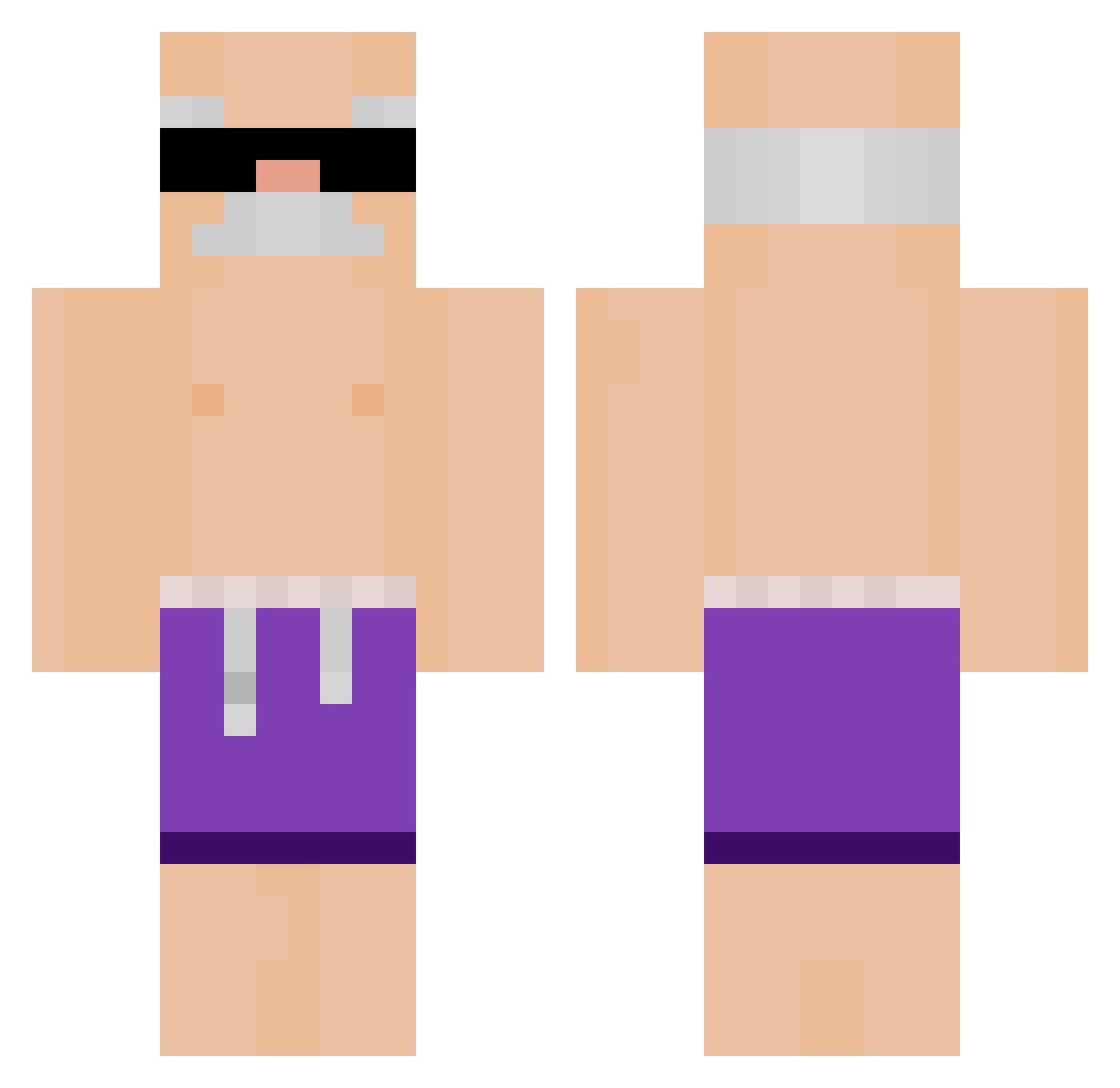 raw7 Minecraft skin, front and back view
