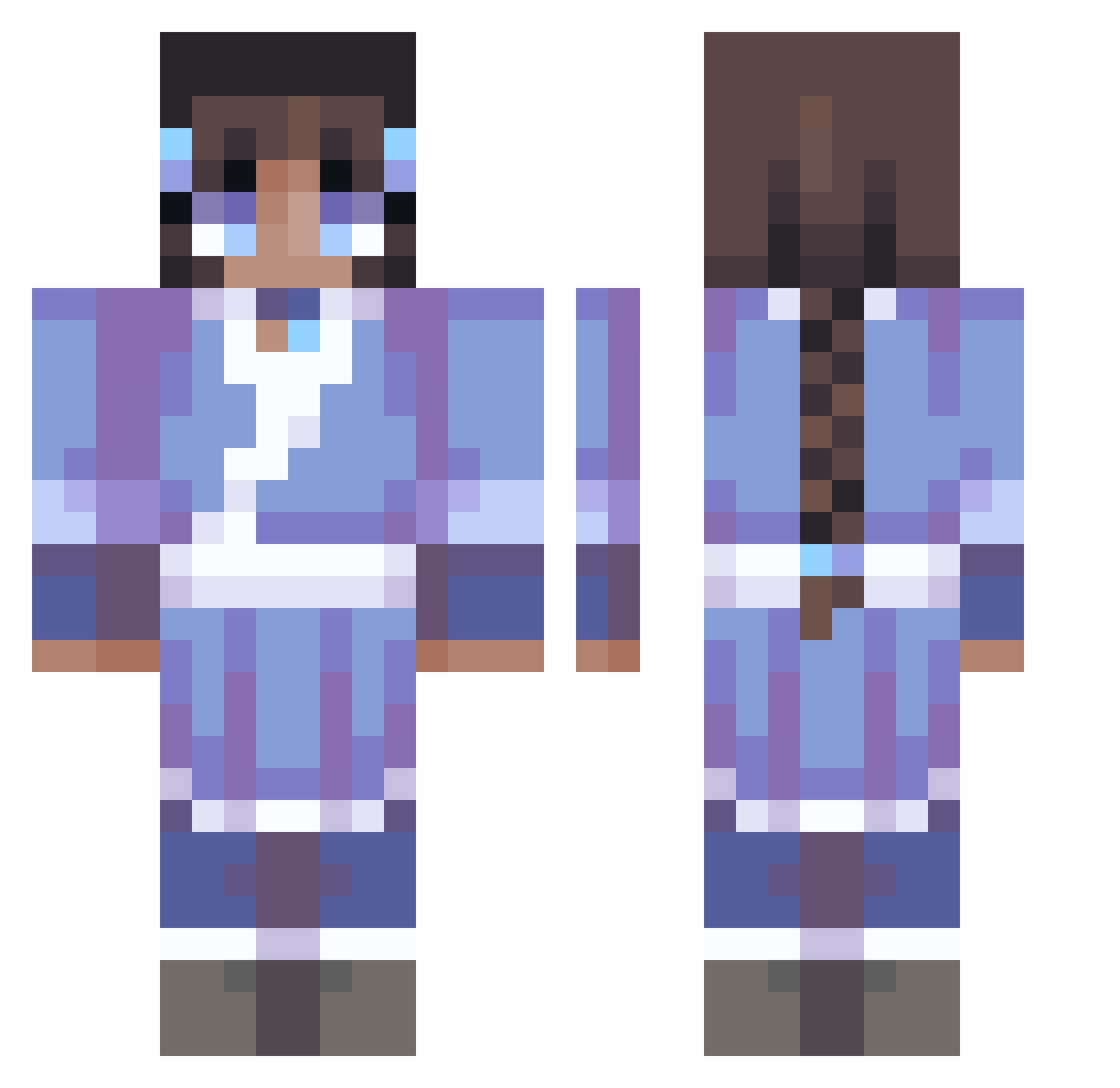 ninesy Minecraft skin, front and back view