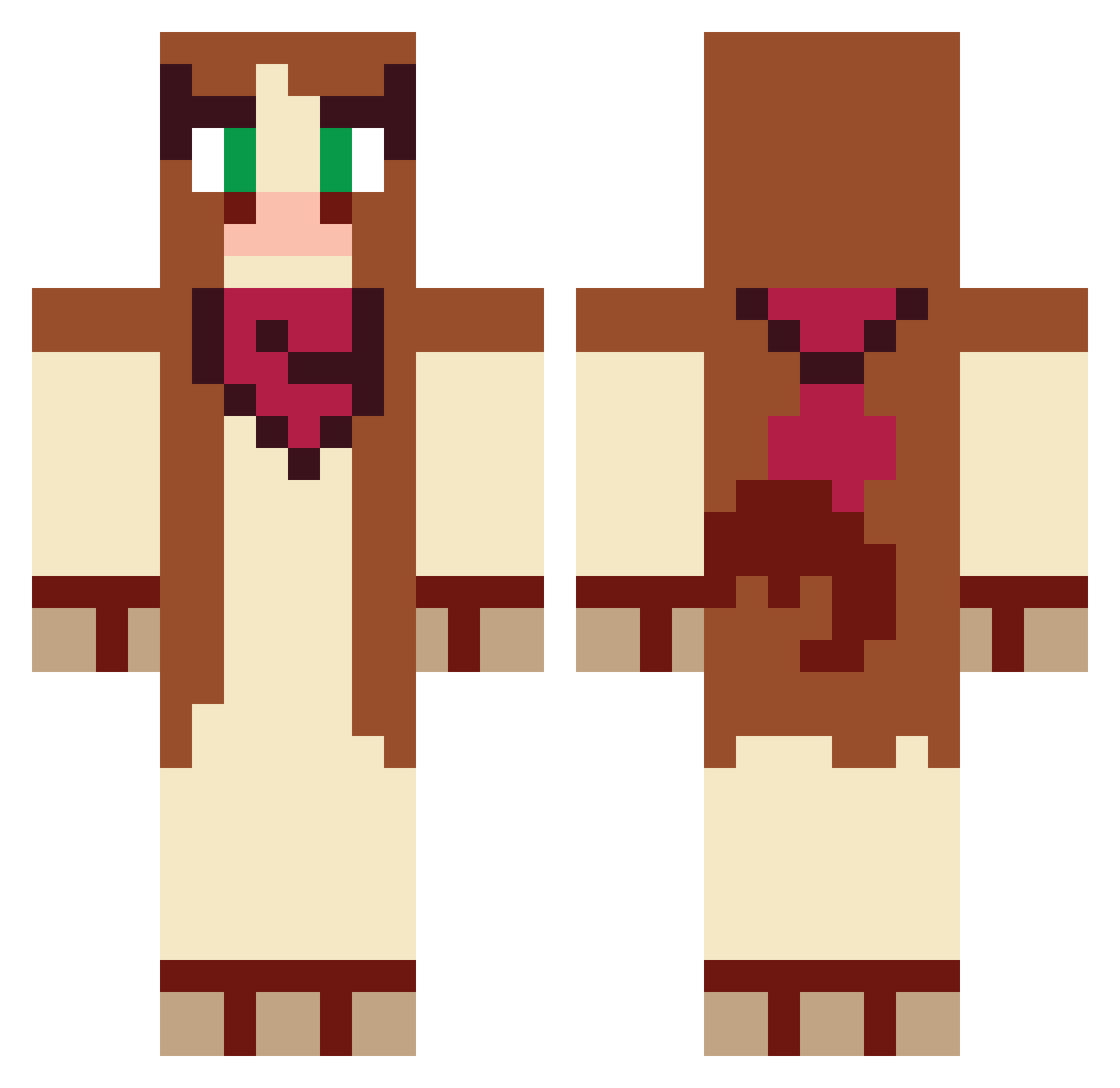 Delvto Minecraft skin, front and back view