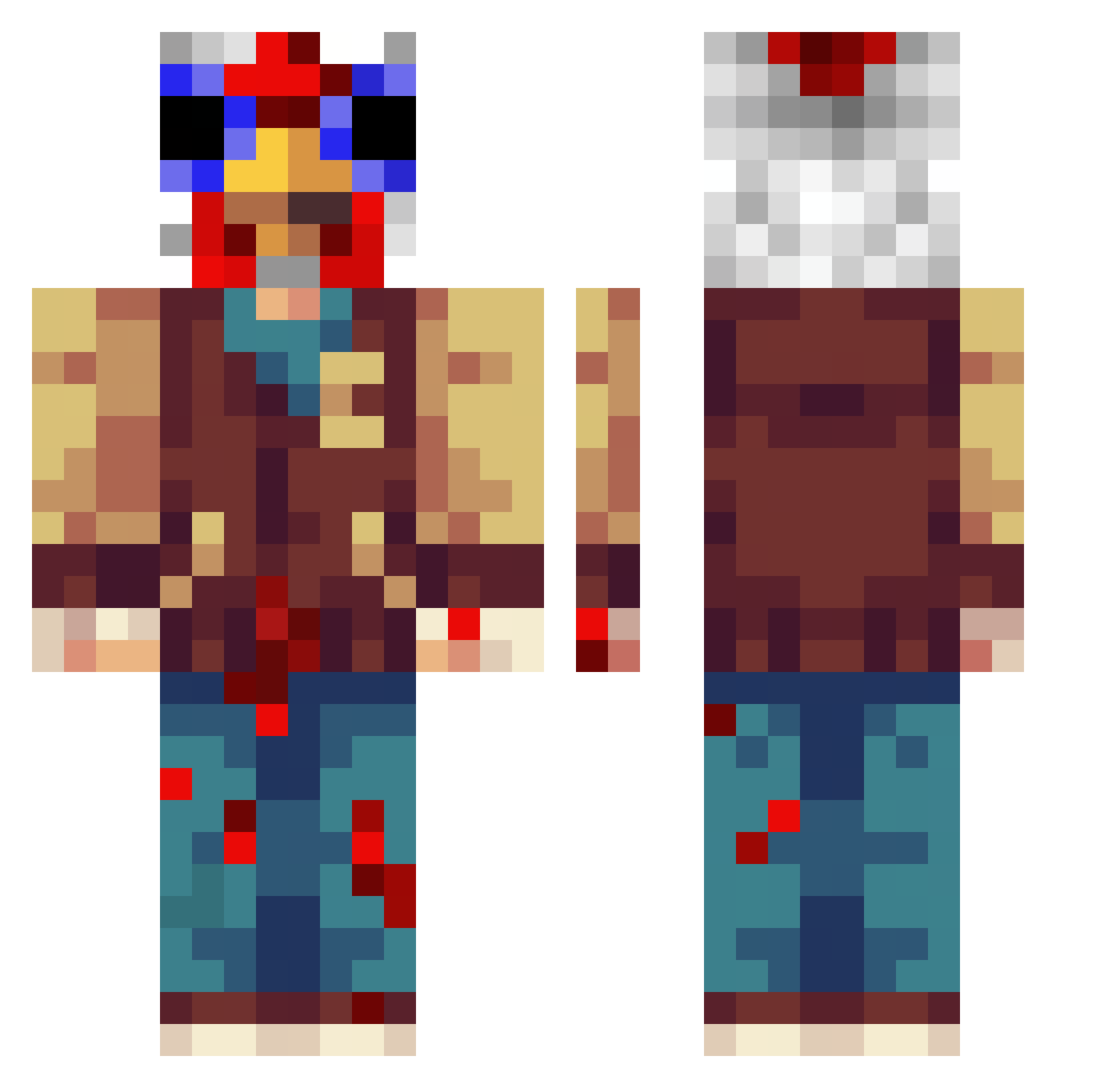 castagneaumax Minecraft skin, front and back view