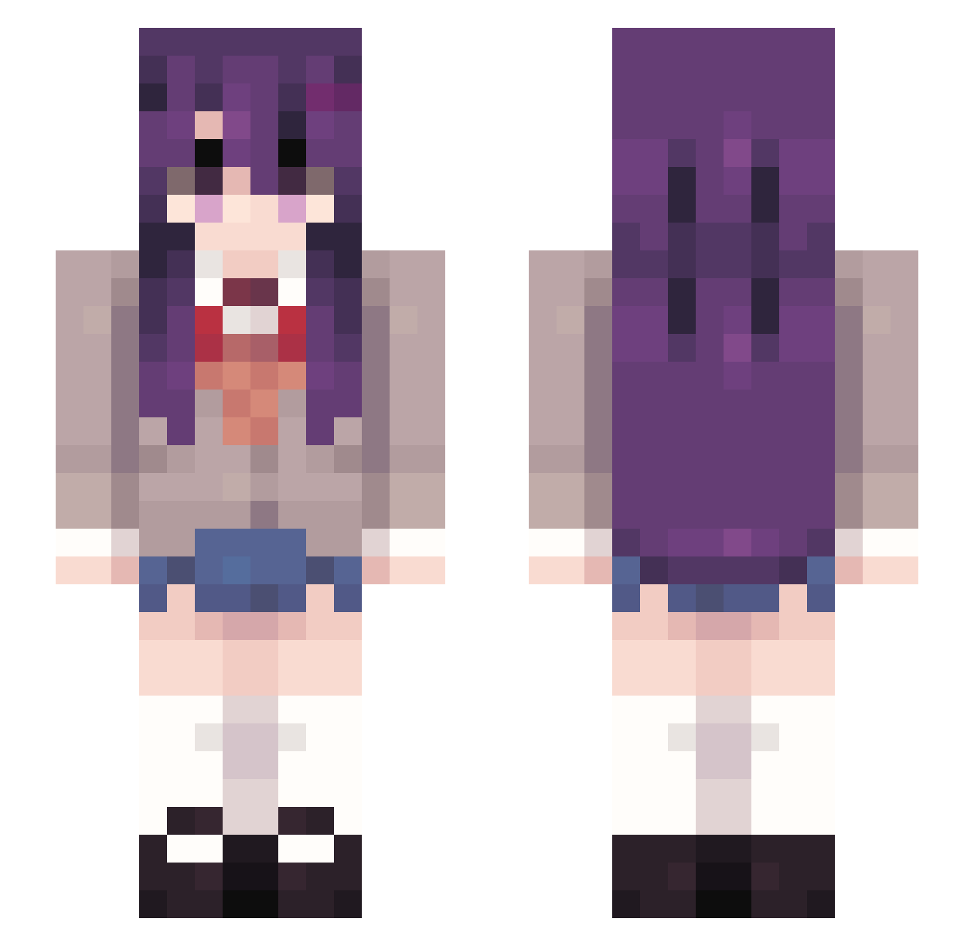 lizrizz Minecraft skin, front and back view