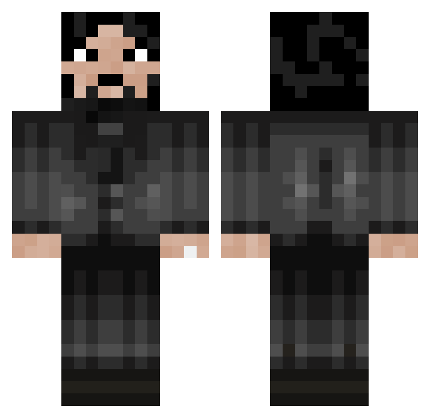 Shadowwyrm Minecraft skin, front and back view