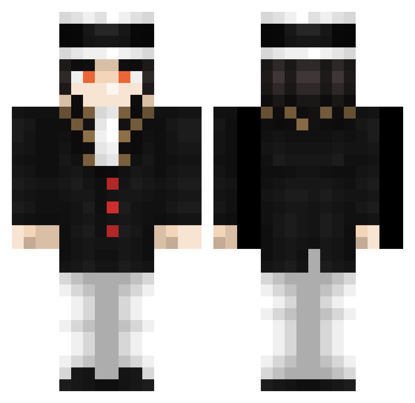 Clousen Minecraft skin, front and back view