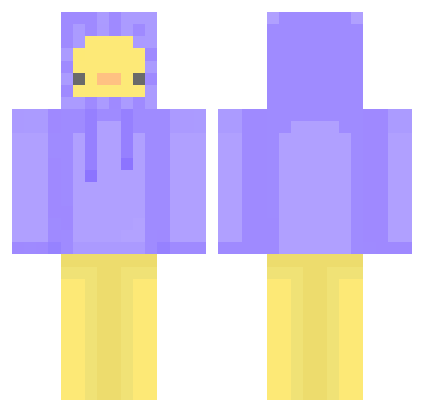 zxlz Minecraft skin, front and back view