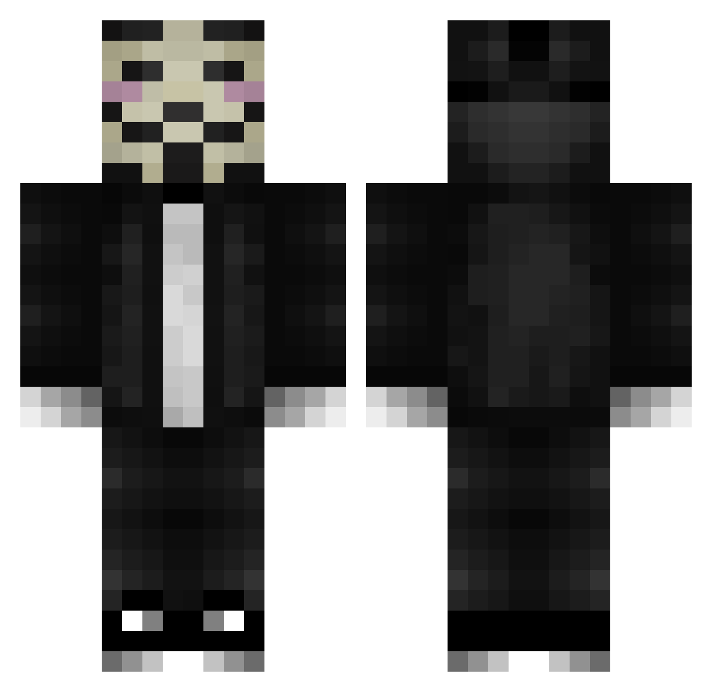 Matfu Minecraft skin, front and back view