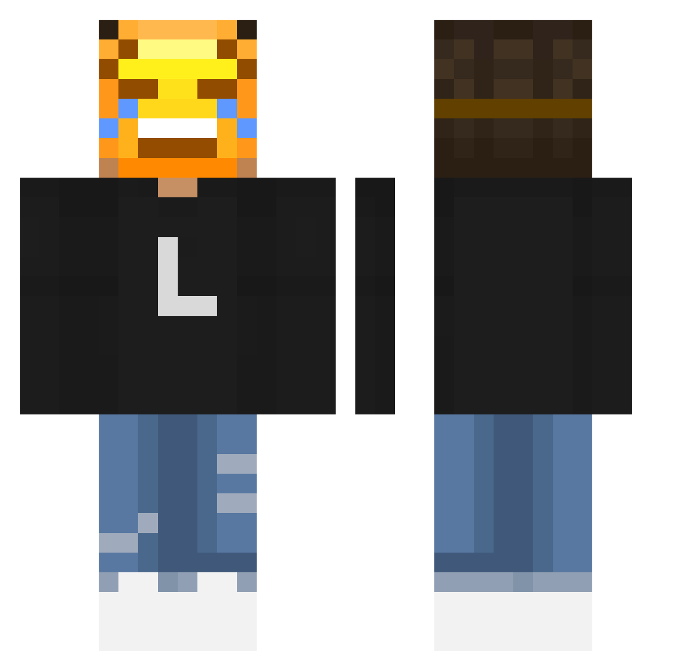NoUnderscore Minecraft skin, front and back view