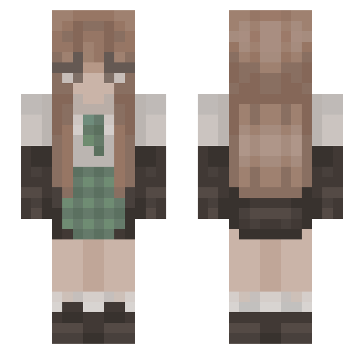 BannaBees Minecraft skin, front and back view