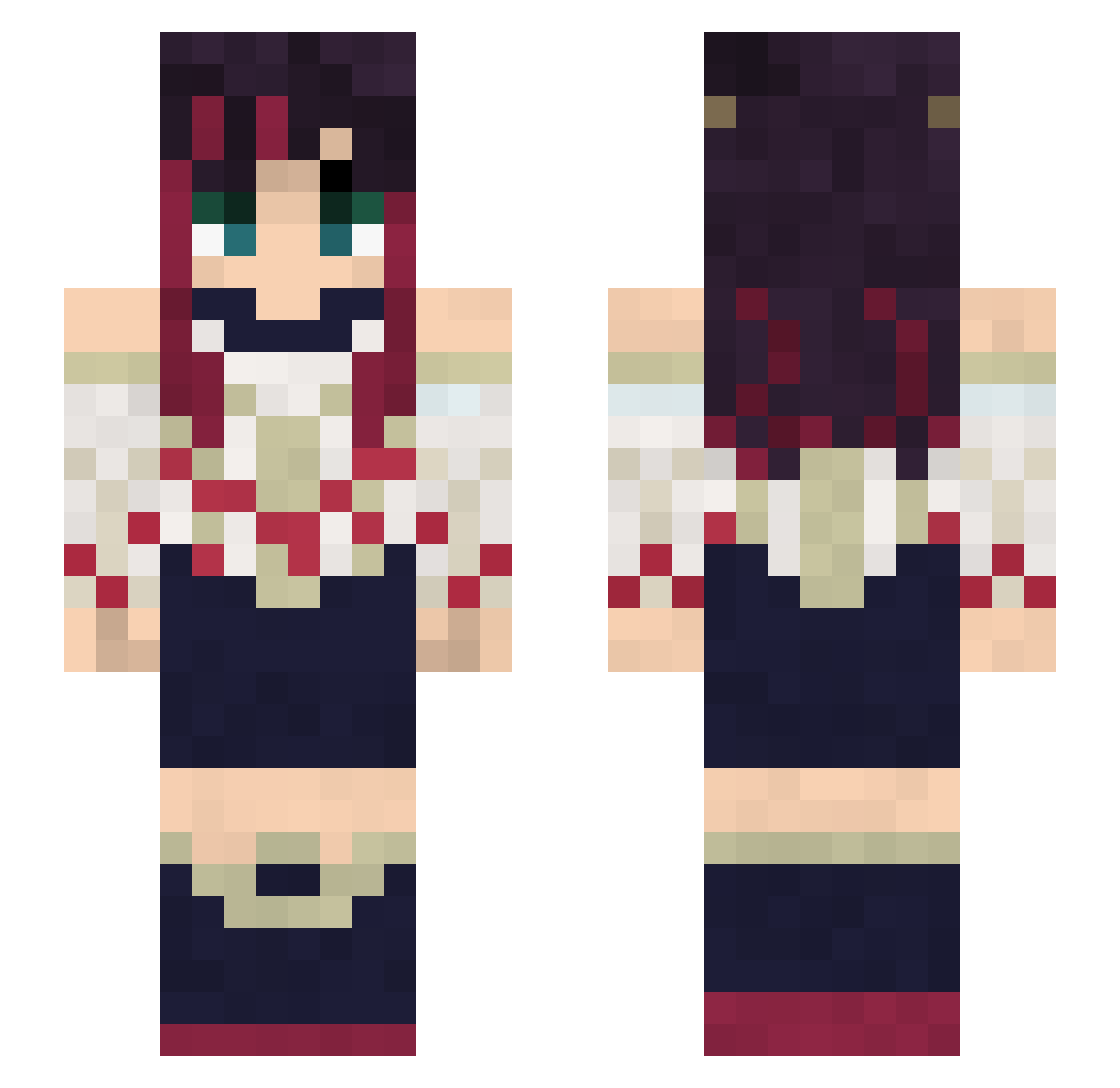 VespertineMelody Minecraft skin, front and back view