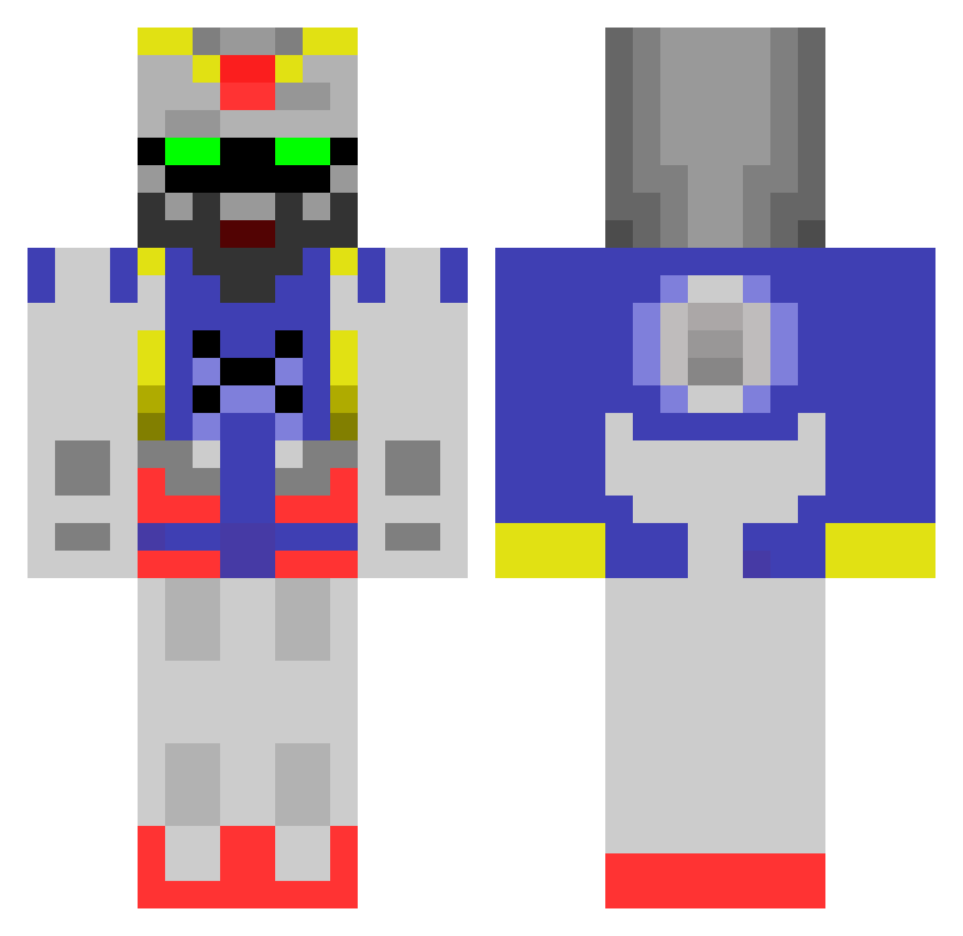 Reflex Minecraft skin, front and back view