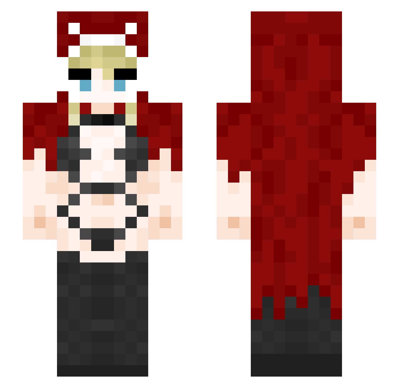 Zbrkr Minecraft skin, front and back view