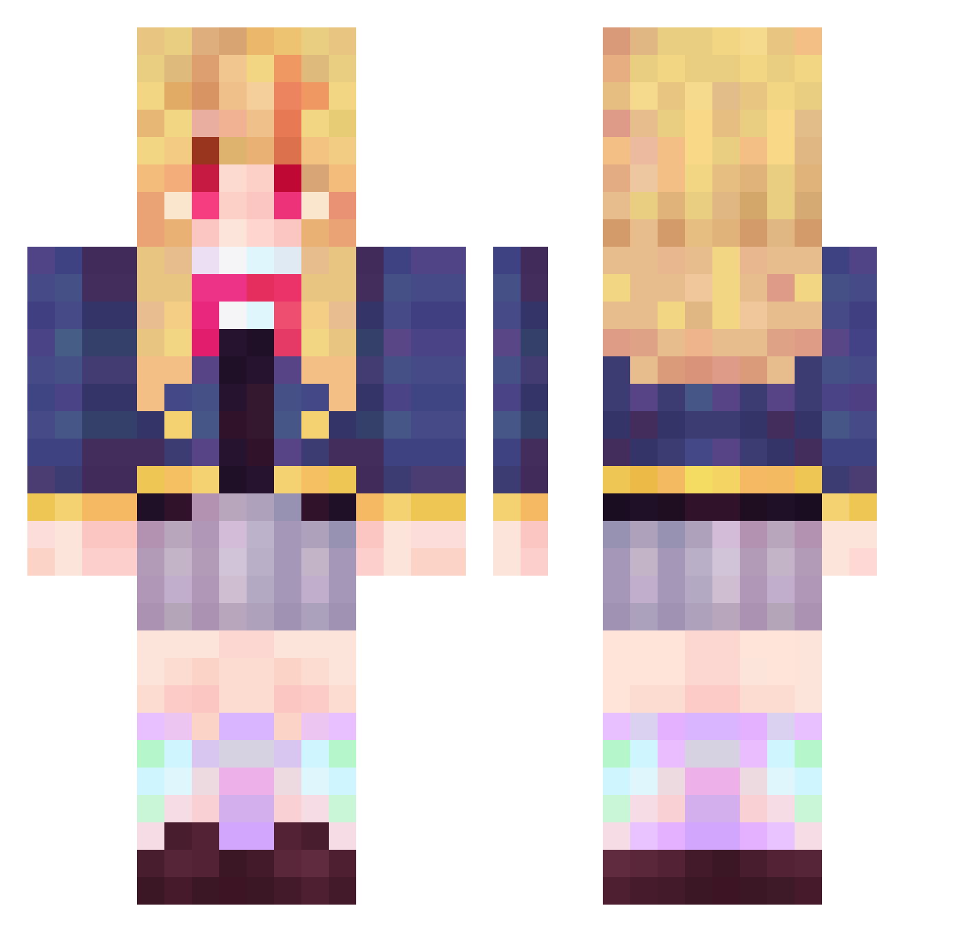 T0t0aster Minecraft skin, front and back view