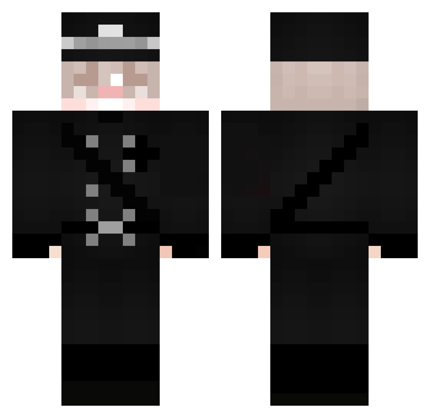 BinDontCare Minecraft skin, front and back view