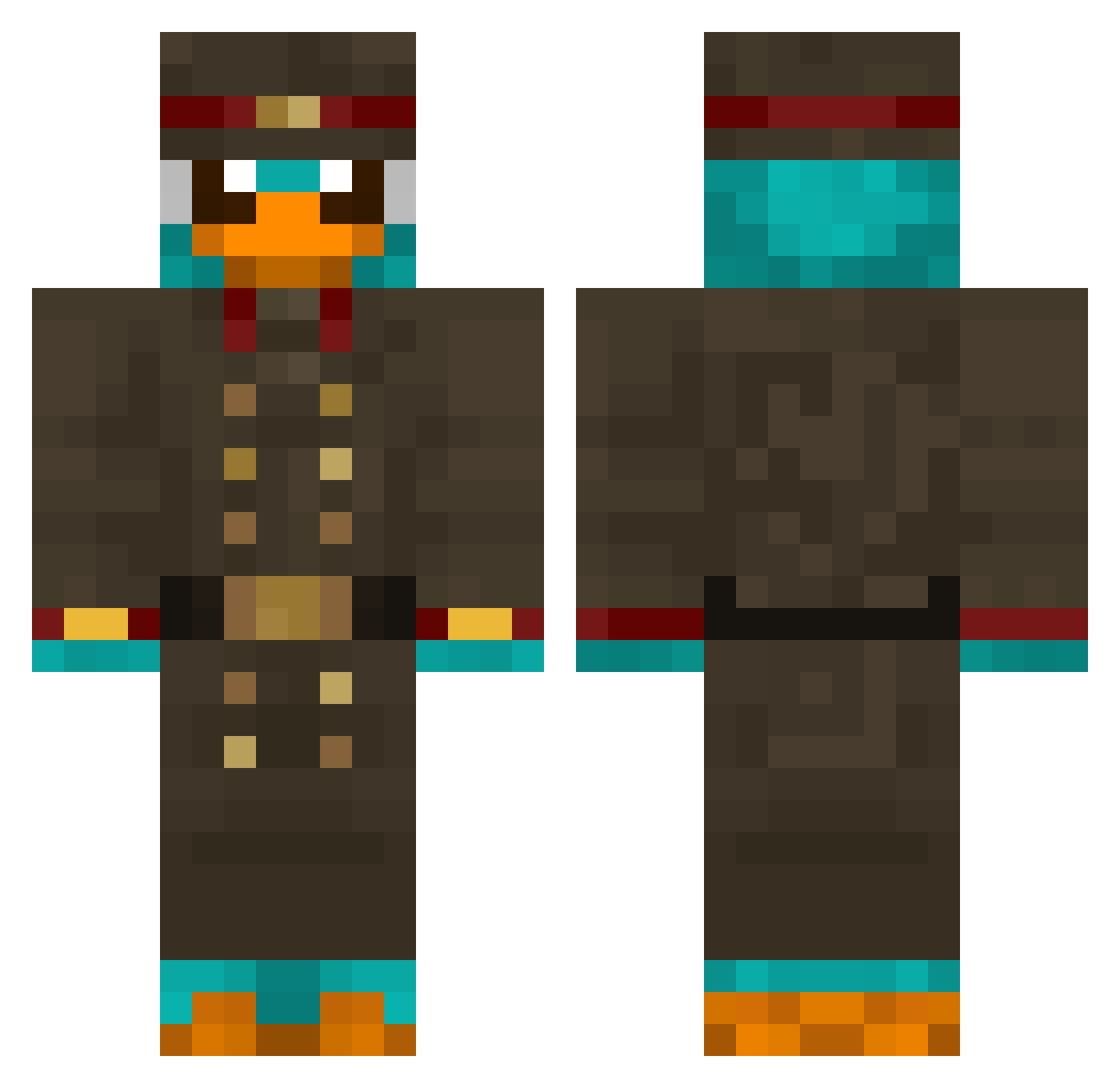 tornytotoo Minecraft skin, front and back view