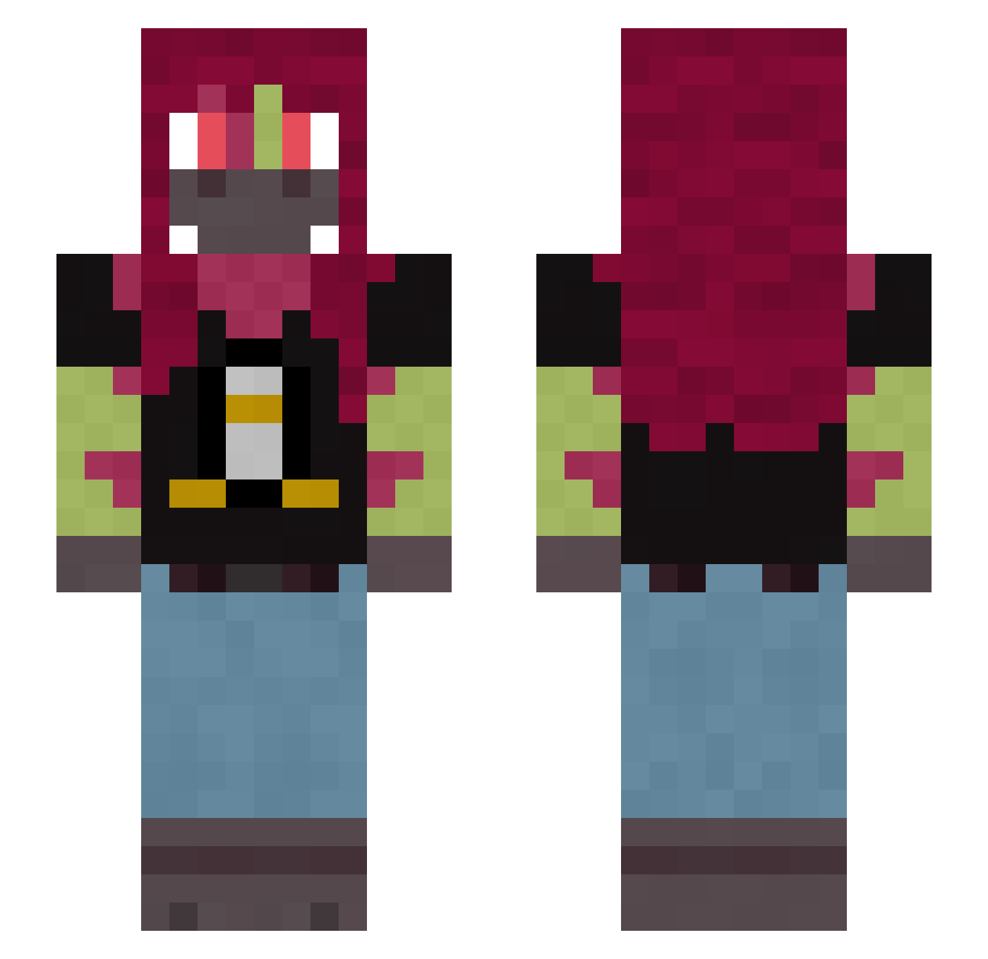 pirakaplant Minecraft skin, front and back view