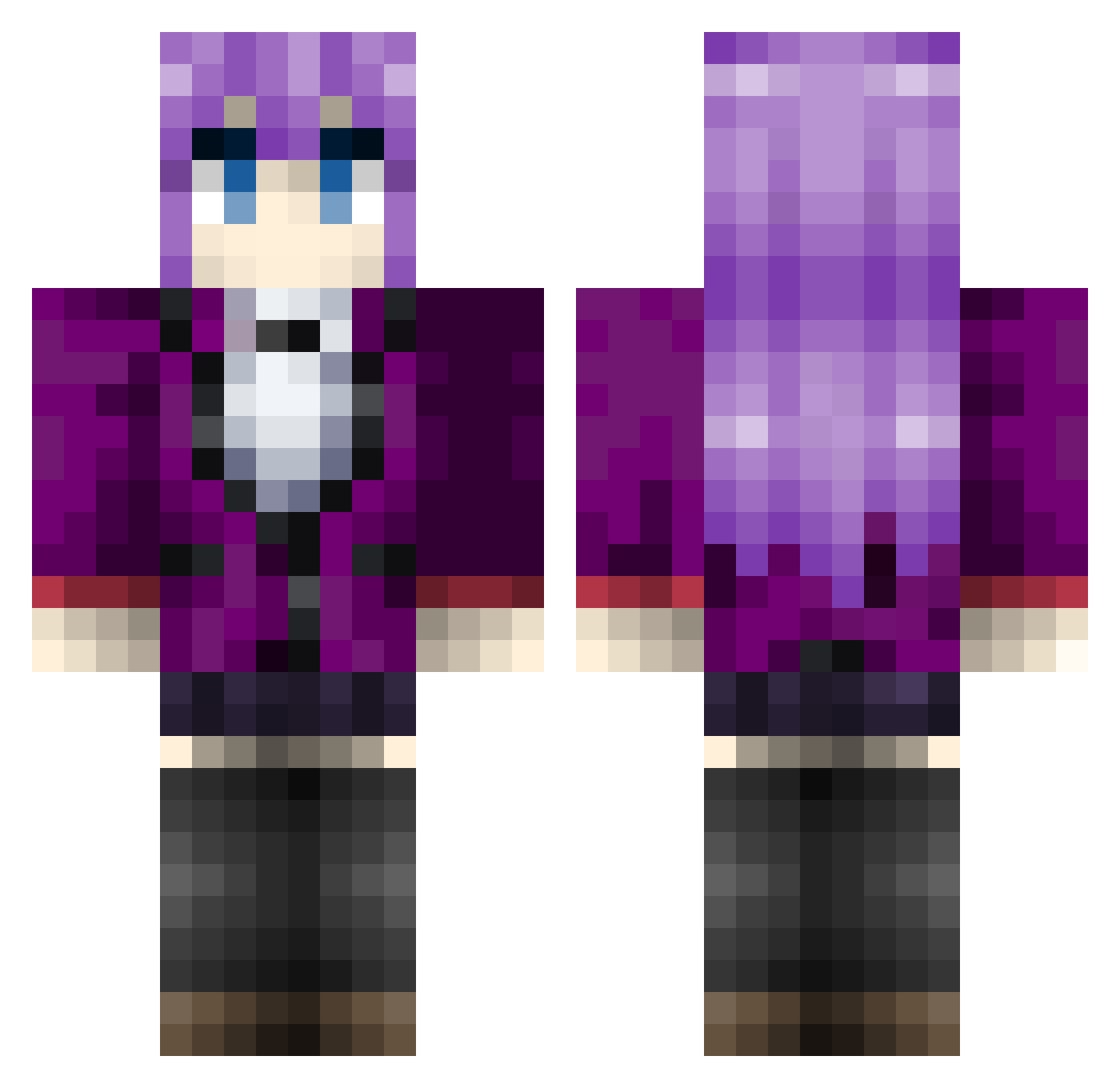 Invidia Minecraft skin, front and back view