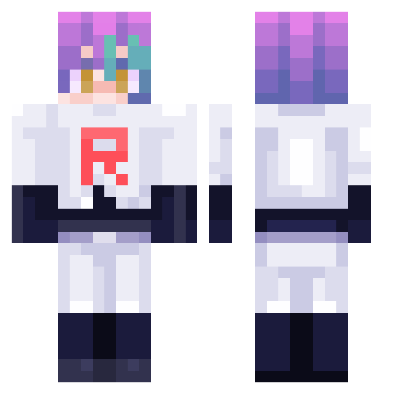 Trinteer Minecraft skin, front and back view