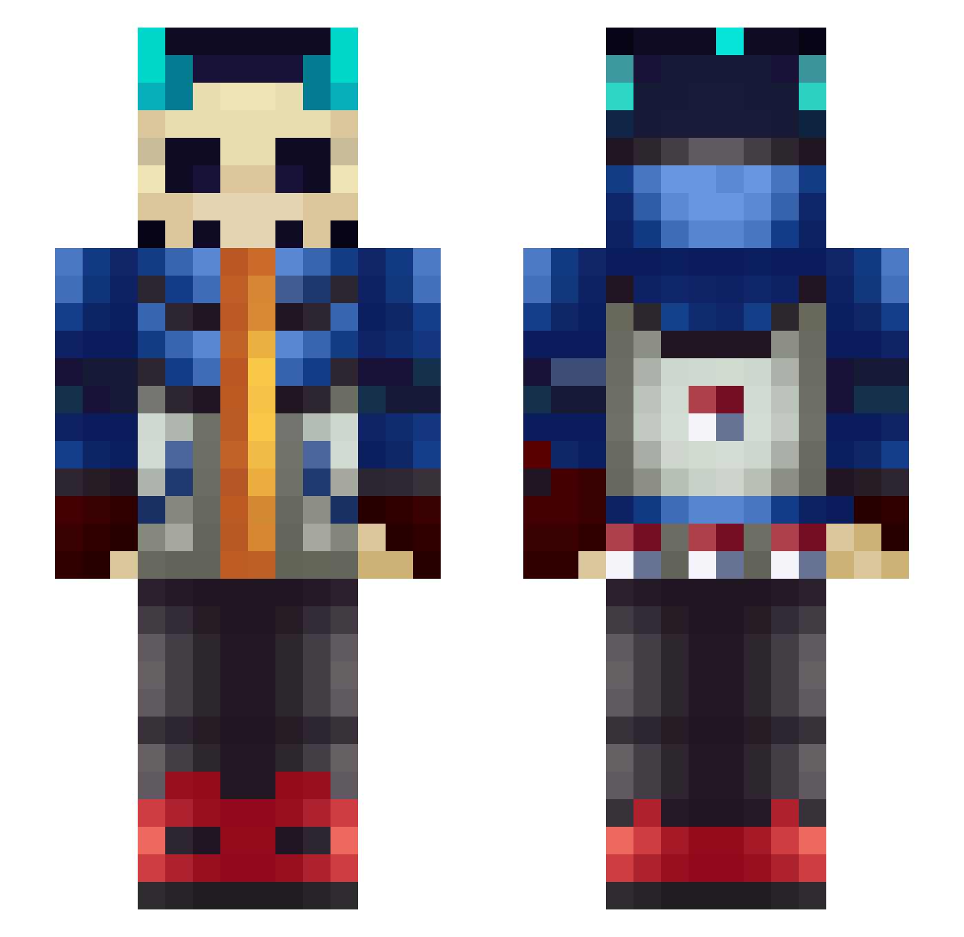 Ulfre3 Minecraft skin, front and back view