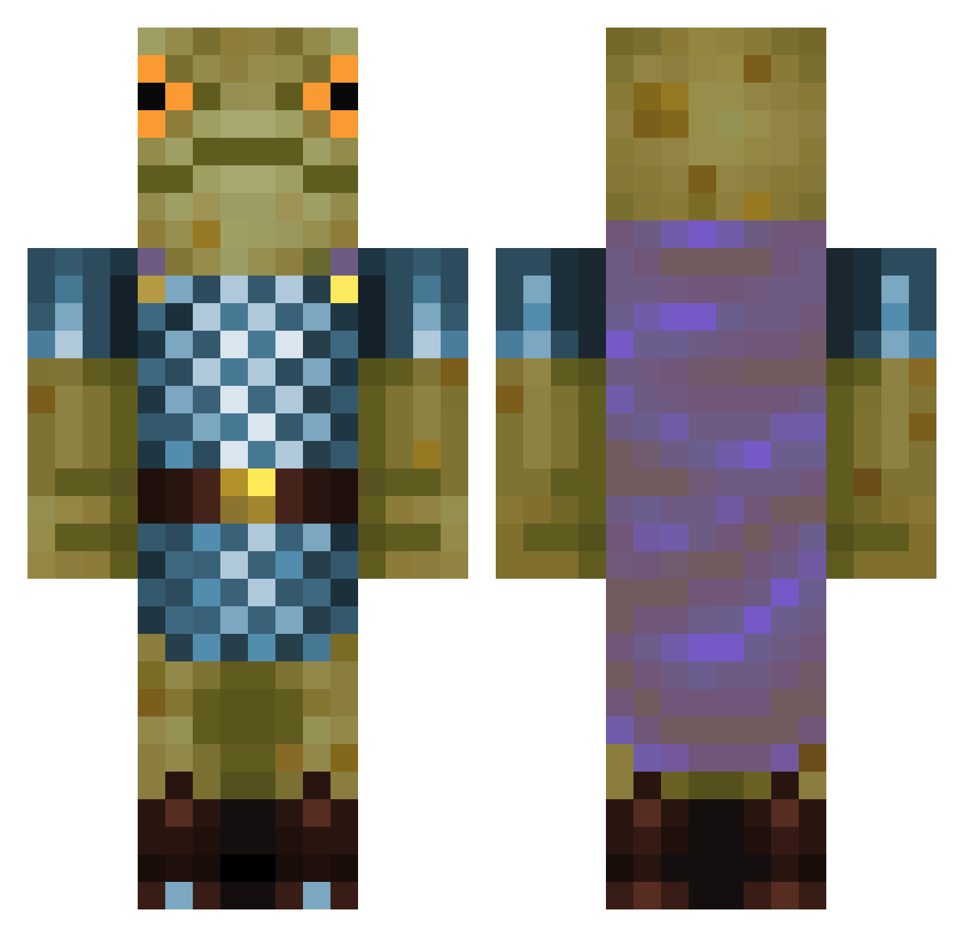 Docius Minecraft skin, front and back view