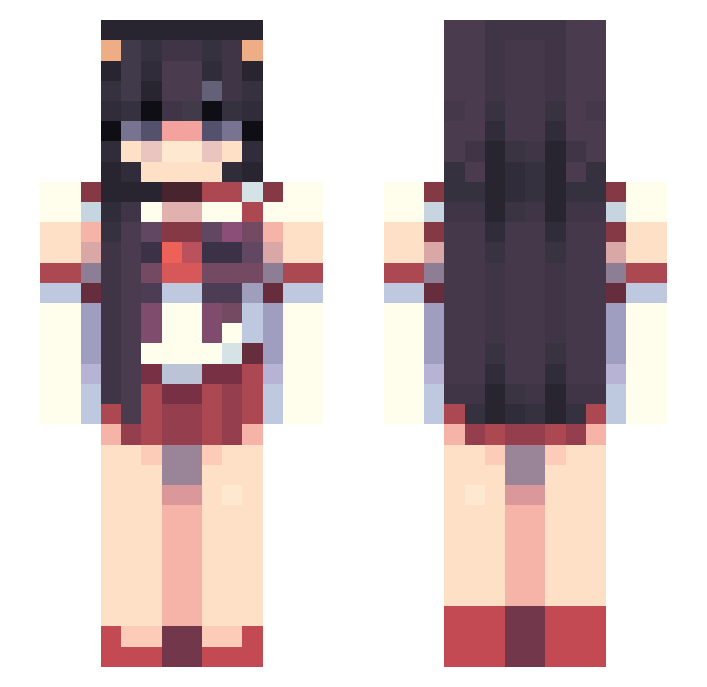 Zoilypopp Minecraft skin, front and back view