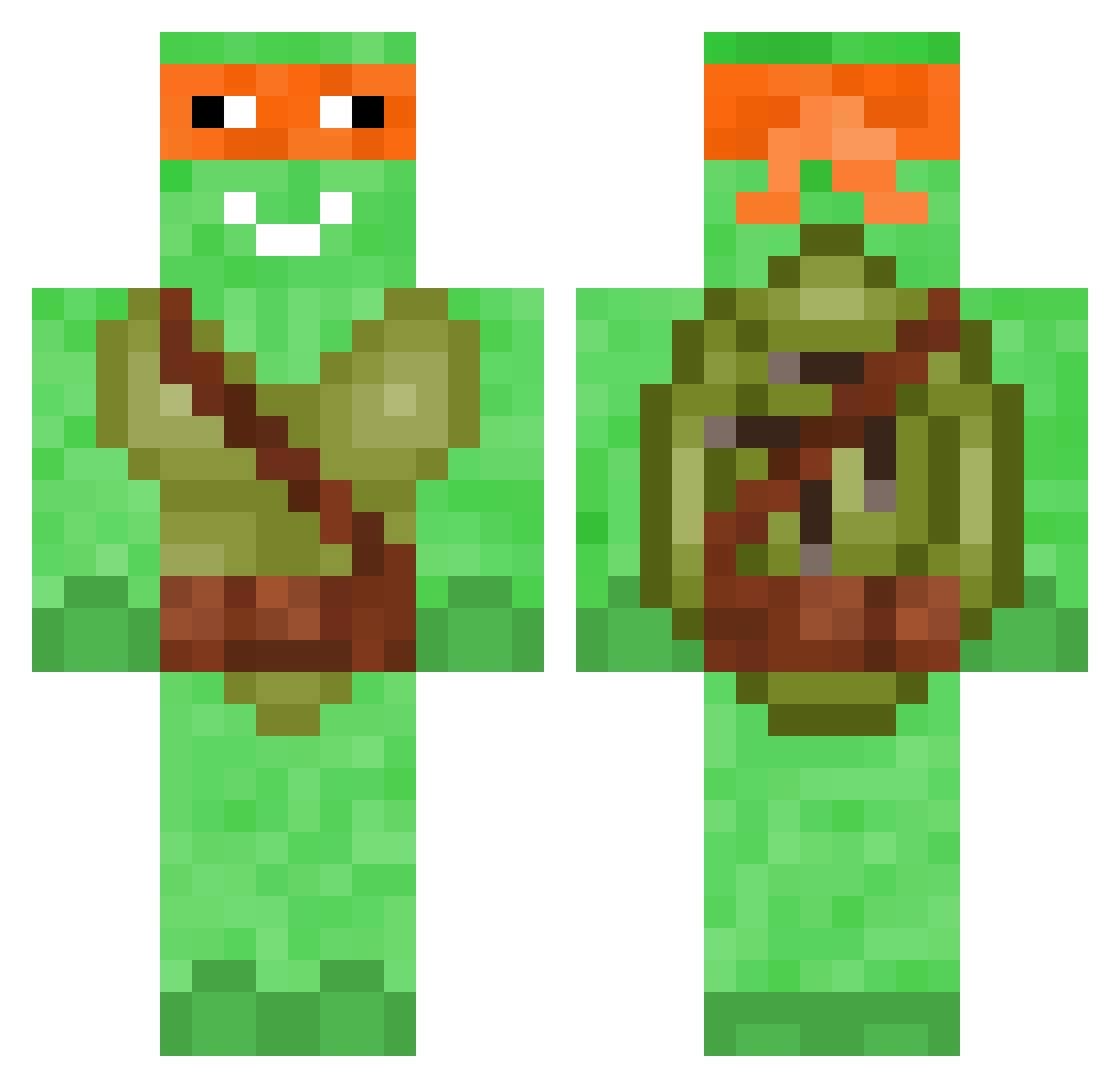 benighted Minecraft skin, front and back view