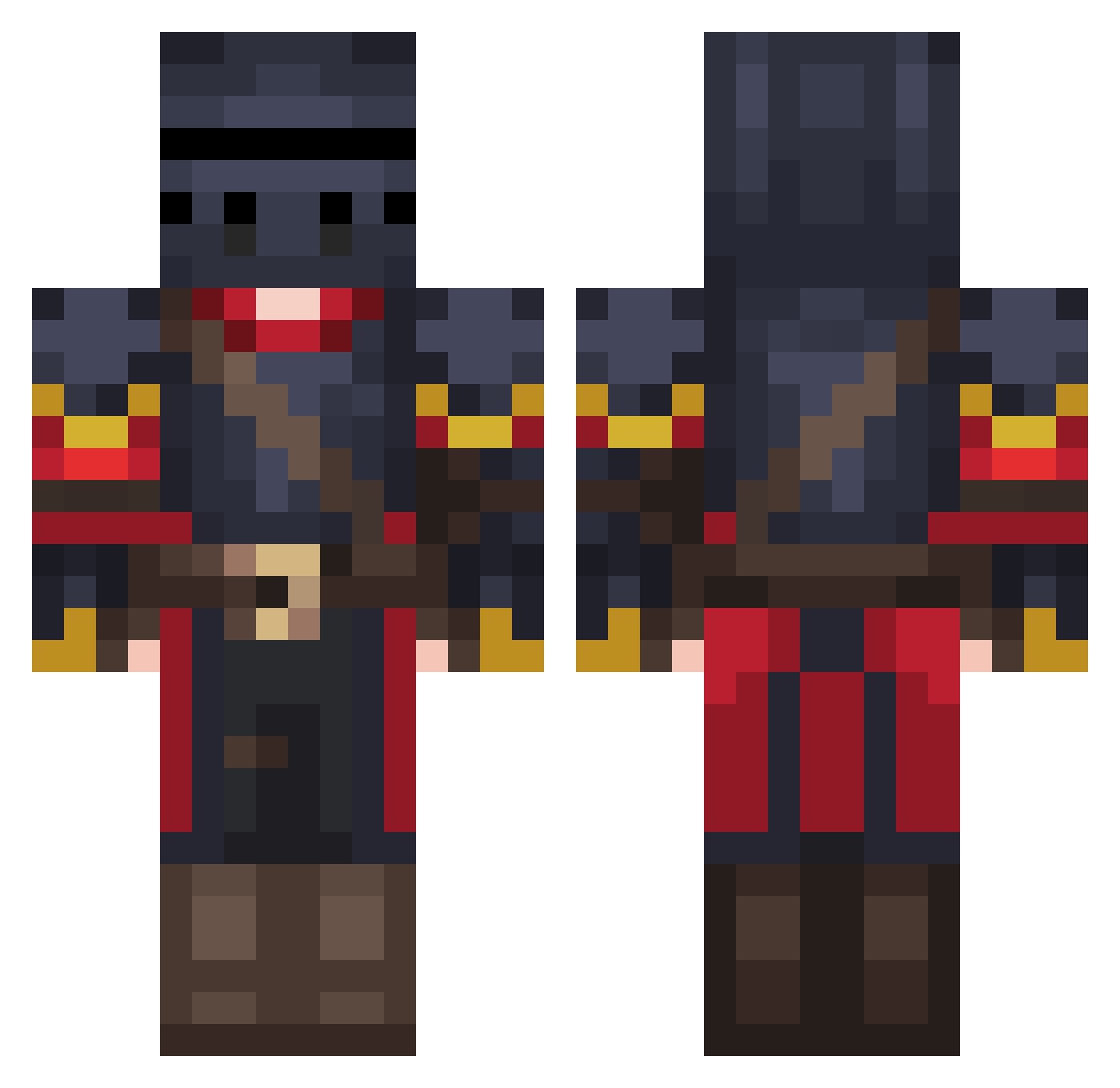 L3tyx Minecraft skin, front and back view