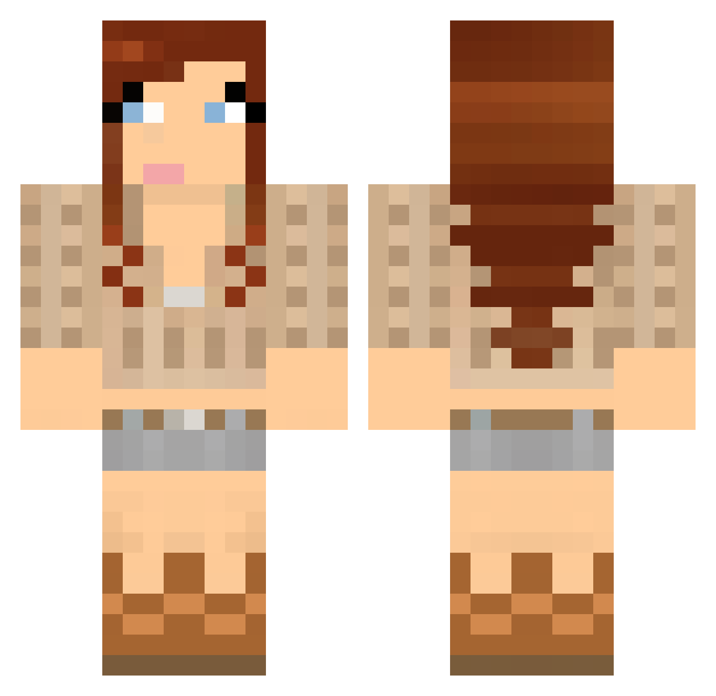 Quilted Minecraft skin, front and back view