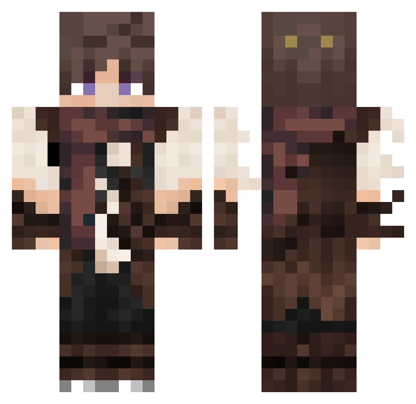 Mythicallos Minecraft skin, front and back view