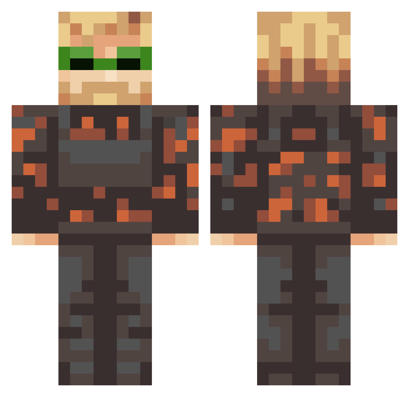 AjTheHacker Minecraft skin, front and back view