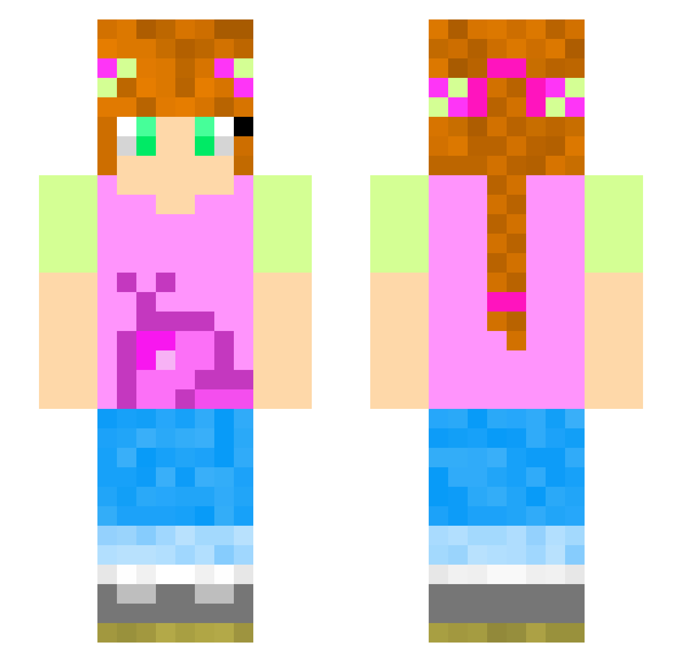 qiswp Minecraft skin, front and back view