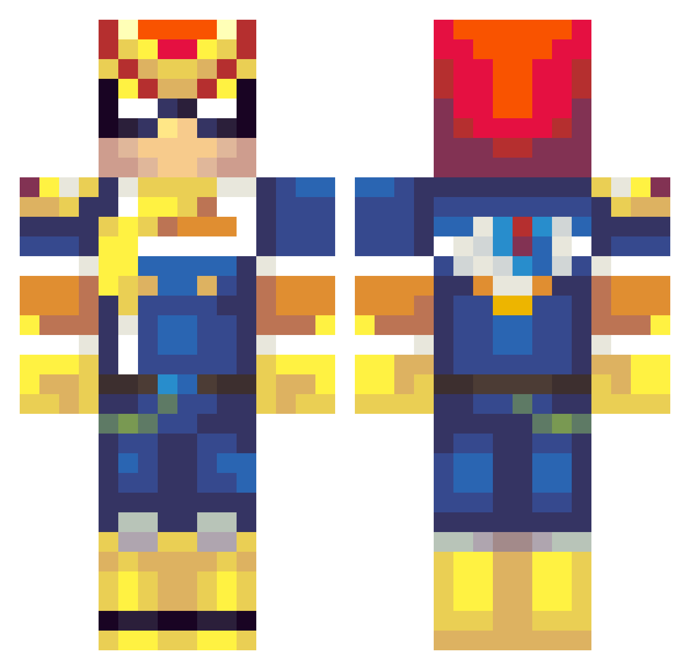 MrFlyingNitemare Minecraft skin, front and back view