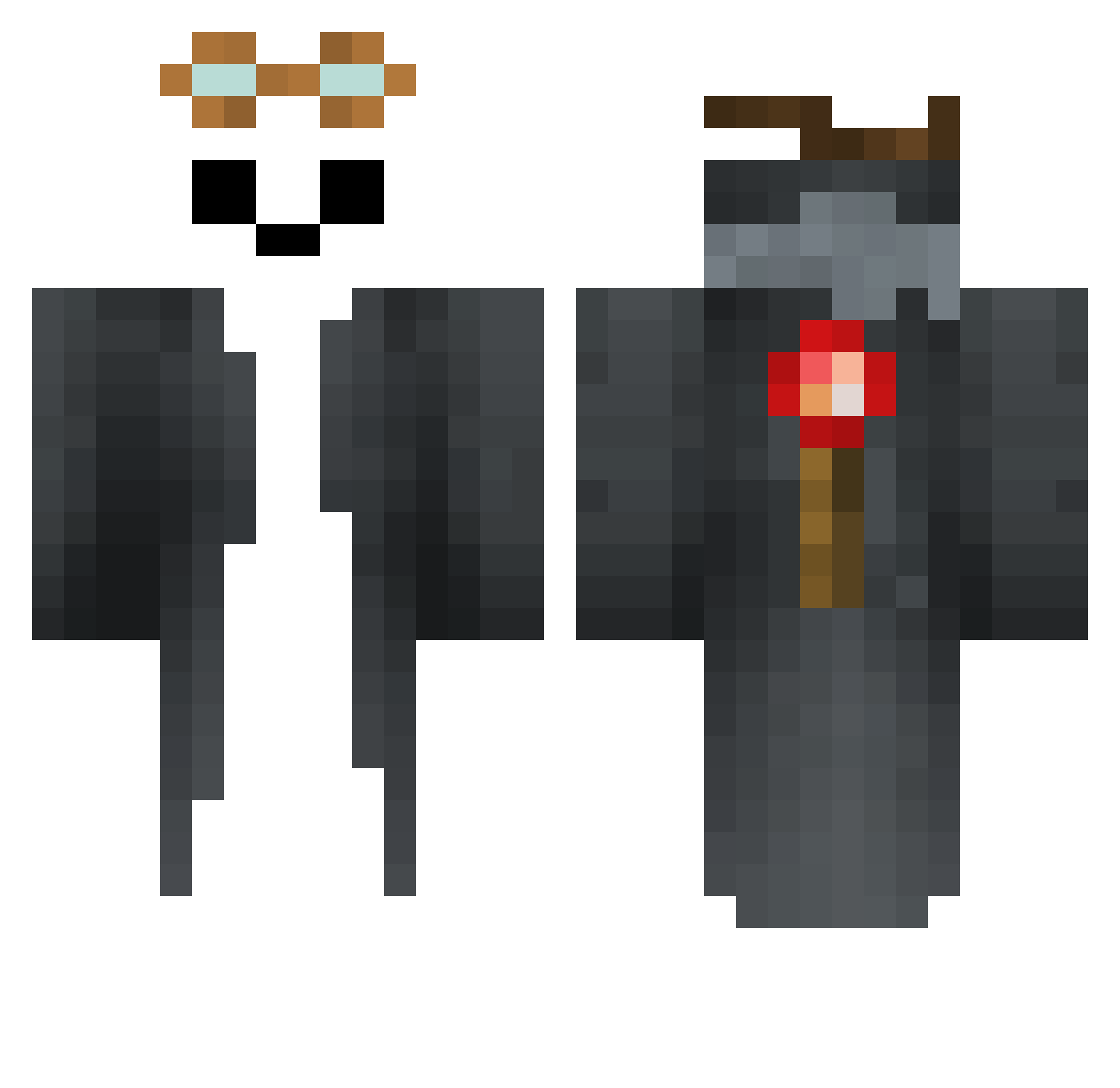 Azerael Minecraft skin, front and back view