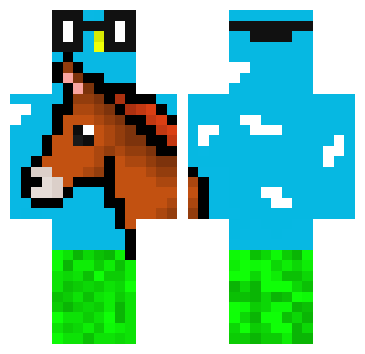 T88 Minecraft skin, front and back view